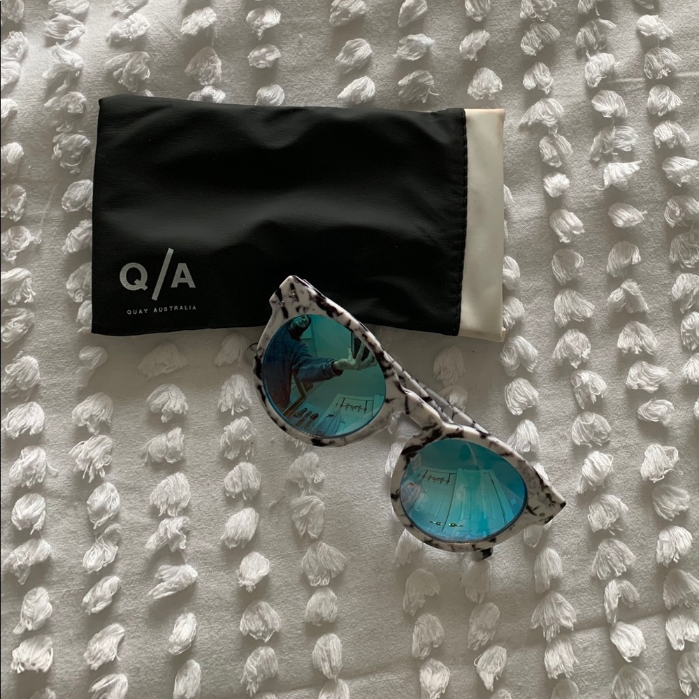 Quay Marble Sunglasses with Blue Lens (never worn)